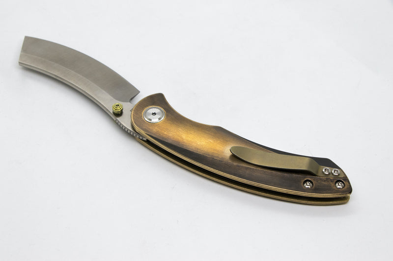 JSX Patina Hell Razor P Series Brass Handle w/ Satin Blade – Red