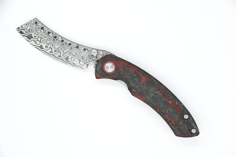 DAMASTEEL Hell Razor P Series RED MARBLED Carbon Fiber Handle