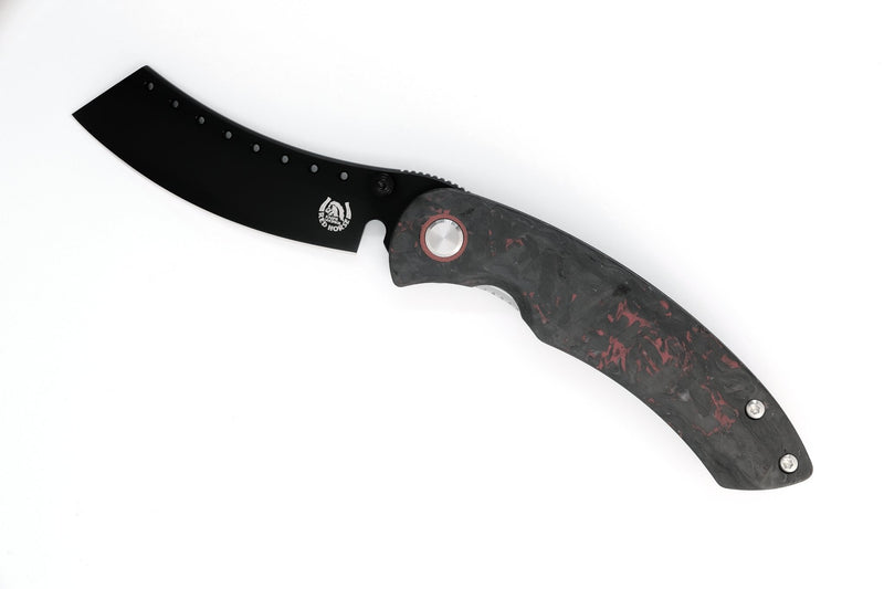 Red Razor Knife Hell Razor P Series Red Marbled Carbon Fiber Handle Black PVD Blade ...